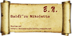 Balázs Nikoletta névjegykártya